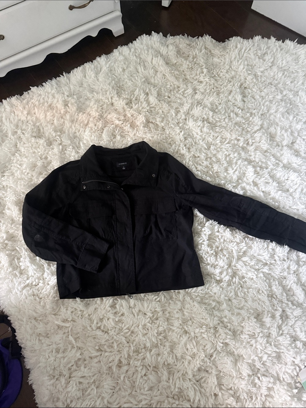 Evereve Black Utility Jacket with Zip & Snap Details - Picture 3 of 3